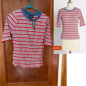 ModCloth Britannia For the Taking Tee - Colorful Striped Top ❤️🧡💙